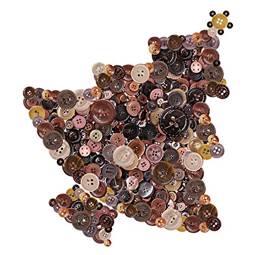 Swpeet 1000Pcs Christmas Brown Craft Buttons, 2 and 4 Holes Brown Round Craft Resin Sewing Buttons Suitable for Christmas Sewing Decorations, Art & Crafts Projects DIY Decoration - Brown
