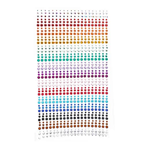 Self-Adhesive Rhinestone Stickers,15 Colors 900pcs,DIY Face Gems Body Stickers Nail Makeup 3mm 4mm 5mm Festival Carnival Embellishments for Crafts 1pcs