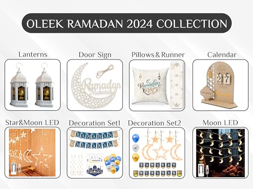 OLEEK Ramadan decorations for home - Ramadan decorations set ( lights -Ramadan banner and balloons )& Eid decoration -Ramadan gifts for kids Ramadan decor زينة رمضان كريم ديكور