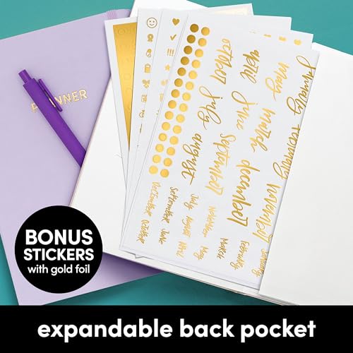 PAPERAGE Undated Weekly & Monthly Hardcover Planner (Lavender), 5.7 in x 8 in, Includes Dotted Note Pages & 8 Sticker Sheets