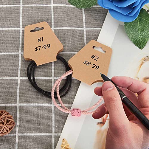 BIKCZEWIN 200 Pieces Keychain Display Cards with Adhesive Necklace Bracelet Jewelry Hanging Blank Kraft Paper Packaging Tags