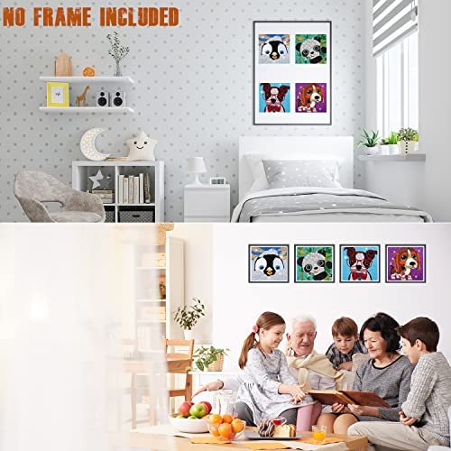 Diamond Painting Kits for Kids Animal 5D Diamond Gem Art by Number Dotz Kits Art and Crafts for Kids Ages 6-8-10-12 Girls Boys for Birthday Christmas Gifts (4Pcs)