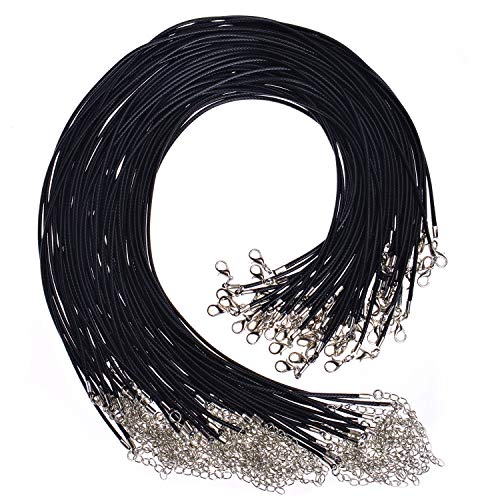 Selizo 100Pcs Necklace Cord for Jewelry Making, Black Waxed String Bracelet Making Supplies