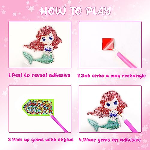Princess Toys for Girls 4-6 - Diamond Painting Kits for Kids - 10Pcs Make Your Own GEM Keychains Paint by Numbers Kit - Best Tween Girls Gifts Ideas - Art Supplies for Girls Toys Ages 5 6 7 8 9 10 12