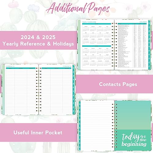 2024 Planner - Planner 2024, Weekly and Monthly Planner, Jan 2024 - Dec 2024, 8.5" x 6.4", Planner with Hardcover, Twin - Wire Binding, Monthly Tabs, Inner Pocket, Elastic Closure, Daily Organizer