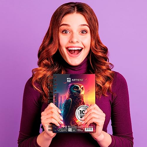 ARTISTO 5.5X8.5” Premium Sketch Book Set, Pack of 3 (300 Sheets), 68lb (100g/m2), Spiral Bound, Acid-Free Drawing Paper, Perfect for Most Dry Media