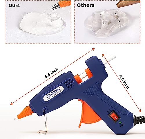 Gluerious Mini Hot Glue Gun with 30 Glue Sticks for Crafts School & Christmas DIY Arts Home Quick Repairs, 20W, Blue