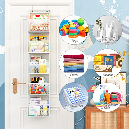 Fixwal 5-Shelf Over The Door Hanging Pantry Organizer, Room Organizer with Clear Plastic Pockets, 25lb Ultra Sturdy & Large Capacity Door Organizer for Closet, Bedroom, Nursery, Bathroom and Sundries
