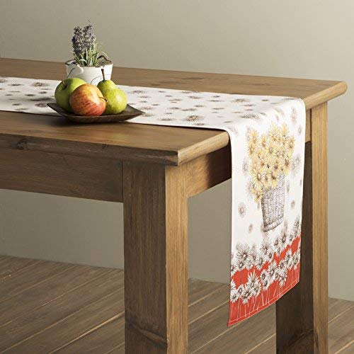 Maison d' Hermine Tablerunner 100% Cotton 14.50Inch x 108Inch Decorative Table Runner Table Runners for Gifts, Dining, Holidays, Buffet, Bagatelle (Double Layer) - Thanksgiving/Christmas