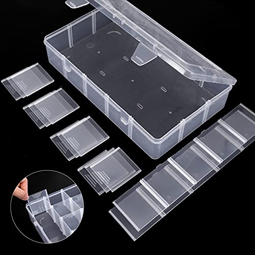 SGHUO 3 Pack15 Grids Large Plastic Storage Box Organizer Box,15 Compartments with Dividers for Tackle Box,Beads,Washi Tape,Ribbon, Crafts, Art Supply 10.9X6.5X2.2inch