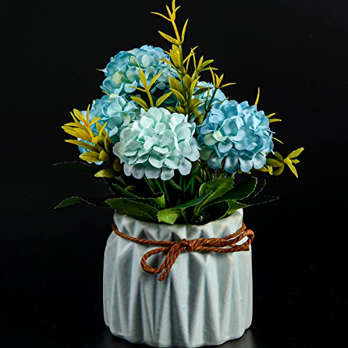 XONOR Artificial Flower Plants – Mini Fake Hydrangea Flowers in Pot for Home Decor Party Wedding Office Patio Table Desk Decoration, Set of 4, 3.3''(D) x 5.5''(H)