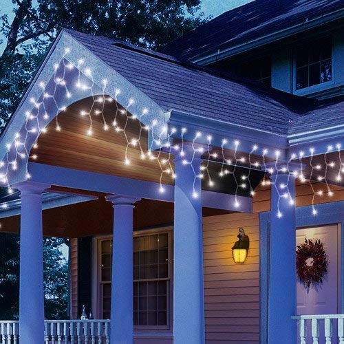 Toodour Christmas Icicle Lights Outdoor, 360 LED 29.5ft 8 Modes Fairy Icicle String Lights with 60 Drops, Led Christmas Twinkle Lights for Holiday, Party, Wedding, Eaves, Christmas Decorations (White)