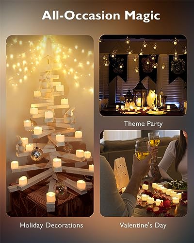 Homemory 12Pcs Flickering Flameless Candle Battery Operated, 200+Hours Fake Electric LED Candles Tea Lights for Votive, Centerpiece Table Decorations