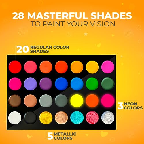 Zenovika Face Painting Kit for Kids - Non-Toxic and Hypoallergenic Face Paint Kit with 28 Colors, Stencils, Book, and Professional Halloween Makeup Kit - Safe and Easy to Use Face Paint Kit for Kids