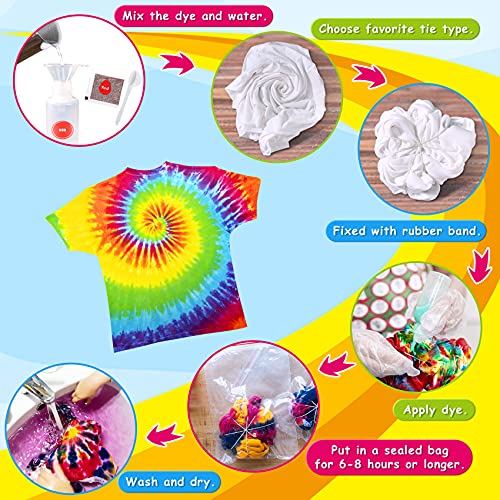 Tie Dye Kit for Kids Adults - Arts and Crafts Toy for Girls & Boys Ages 6-12 - Fabric Tye Dye Craft Kits 20 Colors, Birthday Christmas Gifts for Kids 3 4 5 6 7 8 9 10+