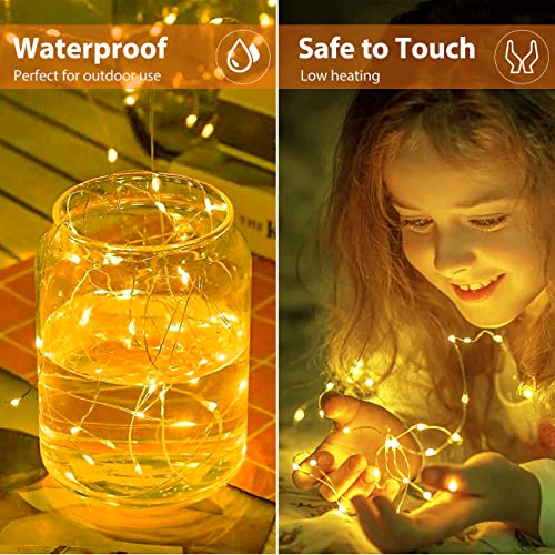 litogo 24 Pack Fairy Lights Battery Operated, 7ft 20 LED Fairy Lights Waterproof Silver Wire Twinkle Lights, Mini Fairy Lights for Mason Jars for DIY Wedding Party Christmas Bedroom, Warm White