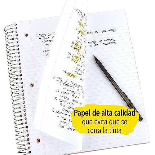 Five Star Spiral Notebook, 5-Subject, Wide Ruled Paper, Fights Ink Bleed, Water Resistant Cover, 8" x 10-1/2", 200 Sheets, Black (72045)