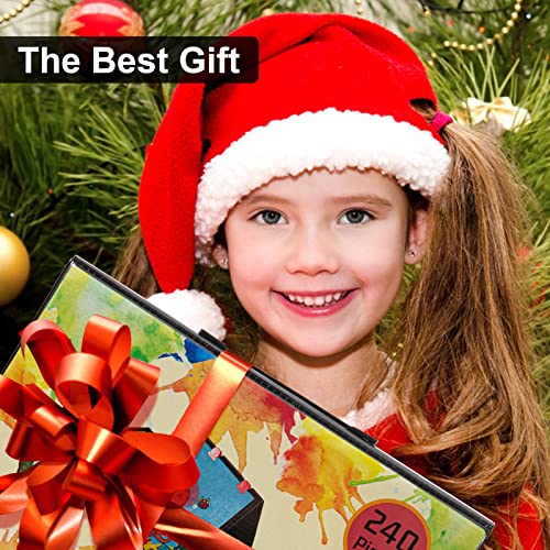 Art Supplies, 240-Piece Art Set Crafts Drawing Kits with Double Sided Trifold Easel, Includes Sketch Pads, Oil Pastels, Crayons, Colored Pencils, Gifts for Girls Boys Teen Ages 4-6-8-9-12 (Black)