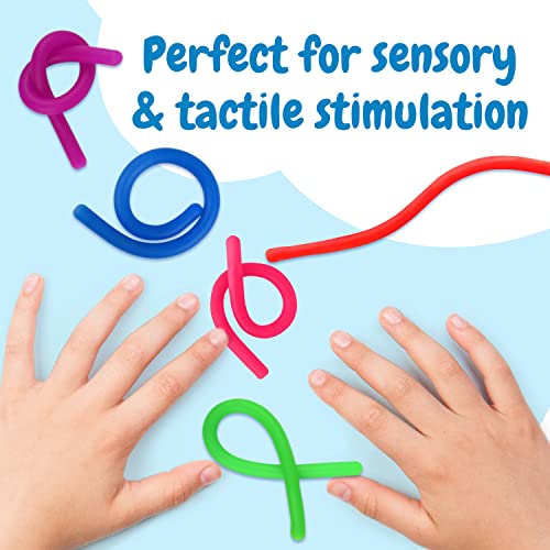 Impresa - 5 Pack Original Stretchy Fidget Sensory Toys for Kids and Adults - Monkey Noodles - Stretches from 12 Inches to 8 Feet (BPA/Phthalate/Latex-Free)