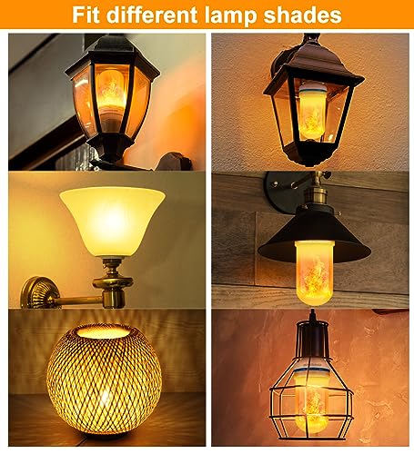 CPPSLEE LED Flame Light Bulbs, 4 Modes Fire Light Bulbs, E26 Base Flame Bulb, Halloween Decorations Outdoor Indoor Home, Halloween Lights Bulbs (Yellow, 2 Pack)