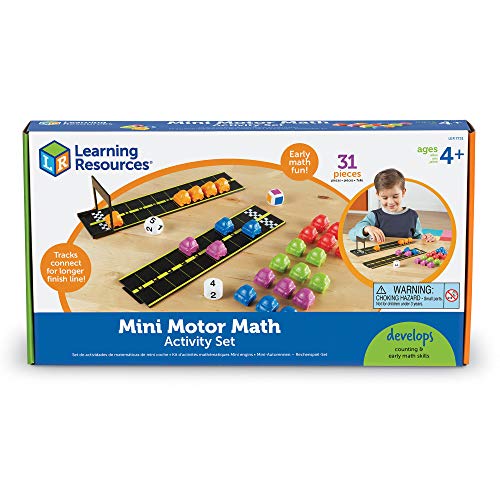 Learning Resources Mini Motor Math Activity Set, Homeschool, Includes Counting, Pattern, Addition and Subtraction Activities, 31 Pieces, Ages 4+
