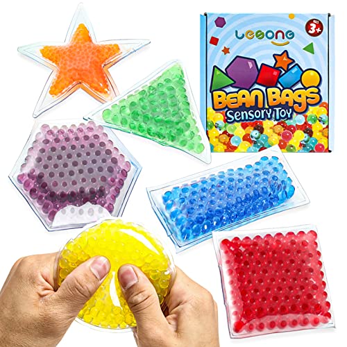 Sensory Toy 6 Pack, Shapes Learning Toy, Fidget Stress Toys for Autism/ Anxiety Relief for Adults, Unique Stocking Stuffers (Shape)