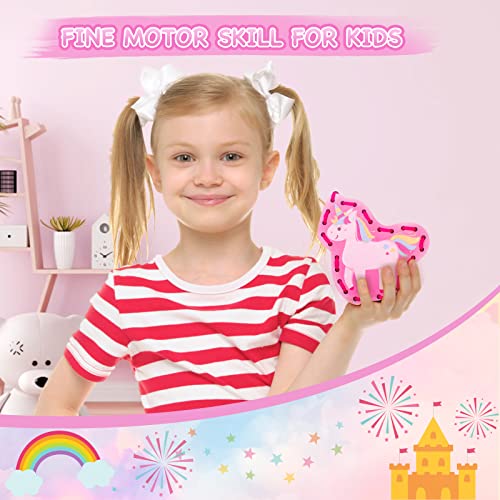 Zeoddler Wooden Fairytale Lacing Card for Kids 3-5, Sewing Cards for Toddlers, Toddler Arts and Craft, Fine Motor Skill Toys, 6 Wooden Panels and 6 Matching Laces, Gift for Boys, Girls