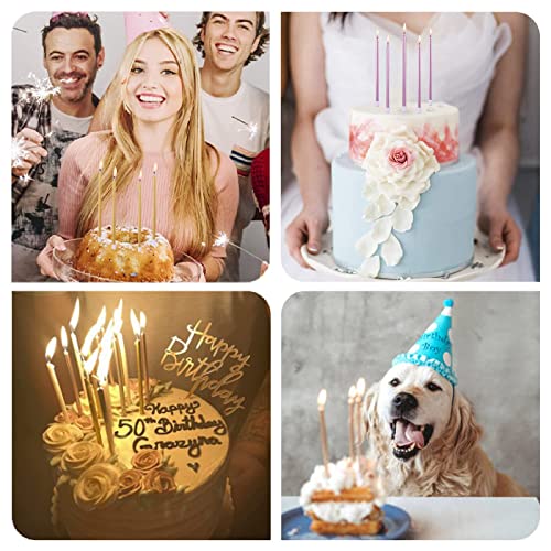 PHD CAKE 24-Count Gold Long Thin Metallic Birthday Candles, Cake Candles, Birthday Parties, Wedding Decorations, Party Candles, Cake Decorations