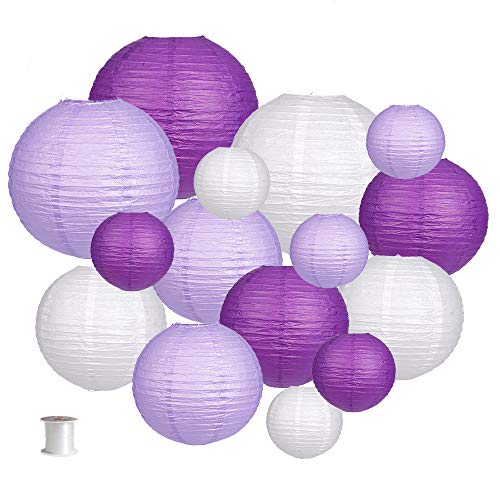 Paper Lanterns Decorative, Party Supplies for Bachelorette Engagement Unicorn Birthday Party Decorations Purple/Lavender/White 15pcs
