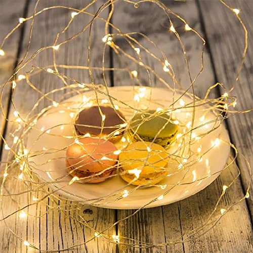 WATERGLIDE 12 Pack Fairy Lights Battery Operated (Included), 6.5ft 20 LED Mini String Lights, Waterproof Silver Wire Firefly Starry Lights for DIY Wedding Christmas Party Mason Jars Decor, Warm White