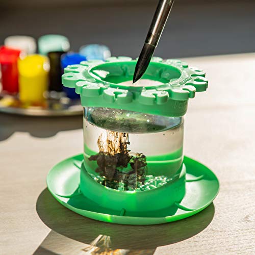 Paint Brush Cleaner Rinse Cup (All-in-One) Fine Art, Studio, Classroom | Brushes Holder & Silicone Cleaning System for Acrylic, Watercolor, and Water-Based Mediums