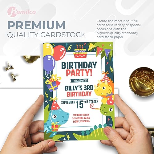 White Cardstock Printer Paper By Hamilco (50-Pack)- 8.5 x 11” Thick Card Stock For Card Making- 80lb Heavyweight Stationery Card Stock Paper Cover- Great For Invitations, Birthdays, Awards, Brochures