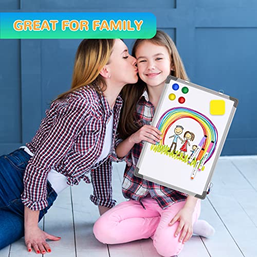 Small Weekly Calendar Dry Erase Whiteboard for Wall, 16" x 12" Magnetic Dry Erase Board, Hanging Double-Sided White Board, Portable Board for List, Kitchen, Planning, Memo, Home, Office