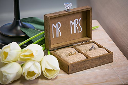 Cypress Home Wedding Decor “and Then Two Become One” Mr. and Mrs. Wooden Ring Holder Decorative Box - 5”W x 6”D x 2”H Elegant Wedding Proposal Rustic Gift Box