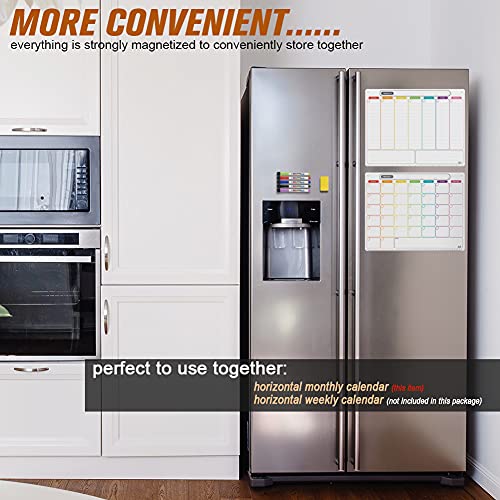 Dry Erase Calendar Kit- Magnetic Calendar for Refrigerator - Monthly Fridge Calendar Whiteboard with Extra-Thick Magnet Included Fine Point Marker & Eraser & Holes for Wall Hanging