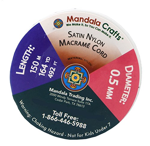 Mandala Crafts Nylon Satin Cord - 0.5mm Nylon Cord for Jewelry Making Beading - 164 Yds Braided Nylon Satin String Brown Nylon String for Bracelets Rattail Trim Chinese Knot