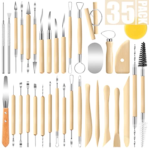 Jetmore 35 Pack Clay Tools Kit, Pottery Tools & Sculpting Tools, Polymer Modeling Clay Cutters Sculpture Set for Carving, Ceramics, Molding, DIY
