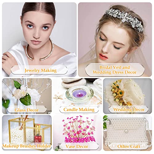 anezus Pearl Beads for Craft, 2000pcs Ivory Faux Fake Pearls, 4 MM Small Sew on Pearl Beads with Holes for Jewelry Making, Bracelets, Necklaces, Hairs, Crafts, Decoration and Vase Filler