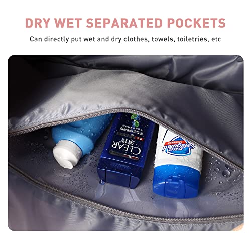 Large Travel Tote Bag, Waterproof Expandable Duffel Gym Tote Bag,Weekender Carry On Overnight Bags for Women with Trolley Sleeve Wet Pocket,travel duffel bags,Pink