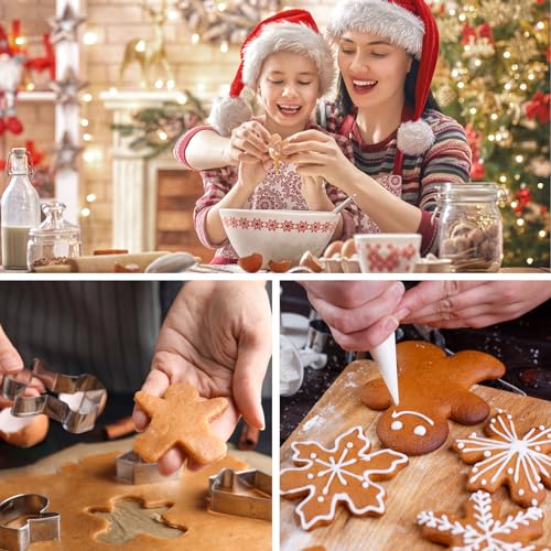20 Pcs Christmas Cookie Cutters, Hibery Holiday Cookie Cutters Christmas, Reindeer, Snowflake, Christmas Tree, Gingerbread Man, Santa, Bell & More Cookie Cutters Christmas Shapes