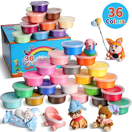 Modeling Clay Kit - 36 Colors Magic Air Dry Ultra Light Clay, Safe & Non-Toxic, Great Toy Gift for Boys and Girls