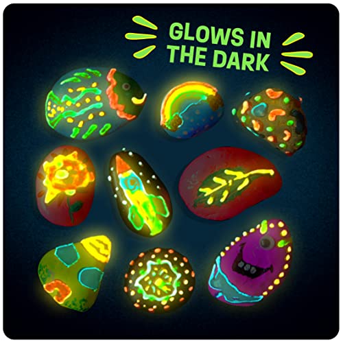 Kids Rock Painting Kit - Glow in The Dark - Arts & Crafts Gifts for Boys and Girls Ages 4-12 - Craft Activities Kits - Creative Art Toys for 4, 5, 6, 7, 8, 9, 10, 11 & 12 Year Old Kids