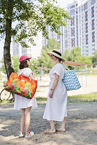 SHYLERO Beach Bag and Pool Bag. Has Airtight Pouch, Key Holder. Beach Tote is Zippered, Waterproof (IP64) - L22xH15xW10