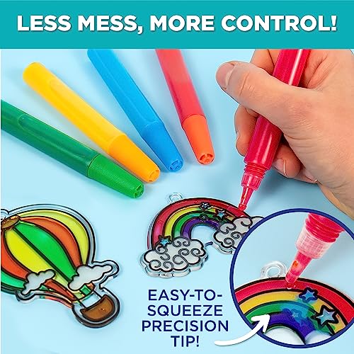 Horizon Group USA 10-Pack of Suncatcher Paint Pens, 10ML Each, 10 Colors, for Kids, Supplies for Painting Suncatchers, Window Art Paint Refill, Arts and Crafts