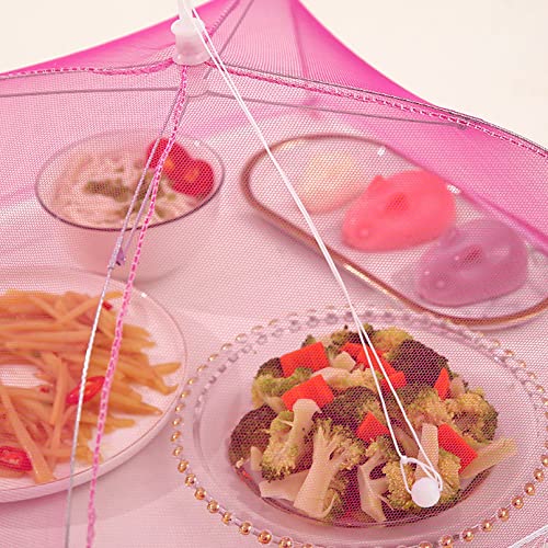 6 Pack Colored Mesh Food Cover Tents by Winknowl, Reusable and Collapsible Large 17" Pop-Up Food Net Protector Umbrella for BBQ, Picnics, Parties, Outdoor