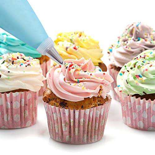 Wddeevoi Piping Bags and Tips Set, Cakes Decorating Kit Supplies with 2 Reusable Pastry Bags, 18 Frosting Tips, 2 Couplers, 2 Bag Ties, 3 Cake Scraper, Cake Decorating Tools for Cookie Icing