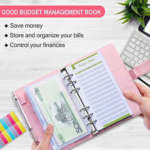 Soomeet Budget Binder, Cash Envelopes For Budgeting, A6 Budget Binder With Zipper Envelopes, Budget Binder for Budgeting with 12Pcs Budget Planner with Cash Envelopes
