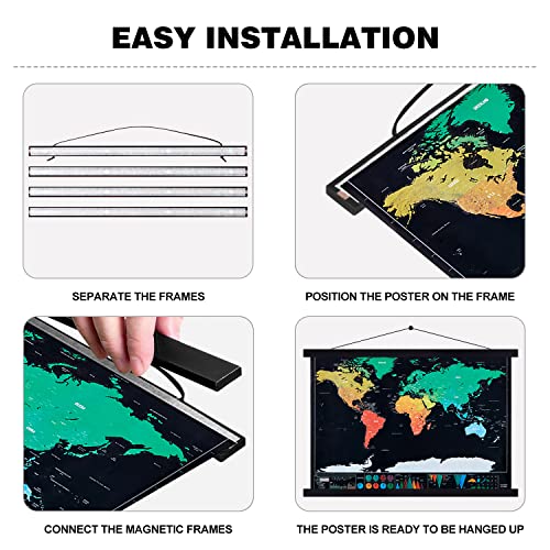 8x10 8x12 8x18 Poster Frame, Magnetic Light Wood Wooden Frame Hanger for Photo Picutre Canvas Artwork Art Print Wall Hanging (1 Pack, 8", Black)