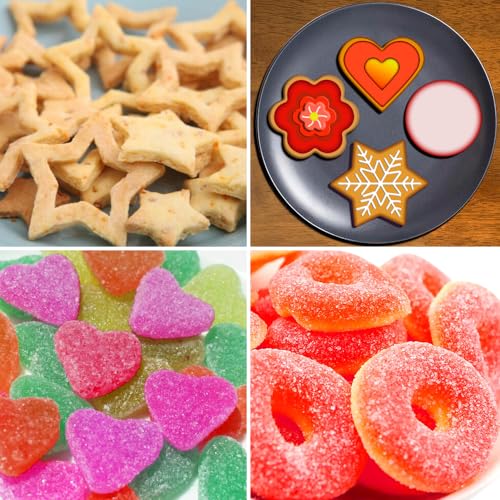 Metal Cookie Cutters Set - Star Cookie Cutter Round Biscuit Cutter Heart Small Star Cookie Cutters Mini Flower Molds Cutter for Baking (12 Round Heart Flower Star Cookie Cutters)