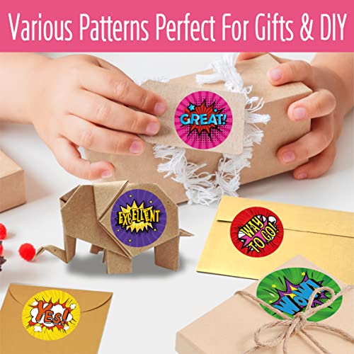 1000PCS Superhero Incentive Stickers, 12 Unique Designs per Roll, Classwork Award Stickers for Teacher Motivational Classroom Reward Gifts Encourage Kids to Do Chores Go to The Toilet (1 Inch Each)